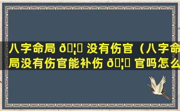 八字命局 🦊 没有伤官（八字命局没有伤官能补伤 🦅 官吗怎么补伤官）